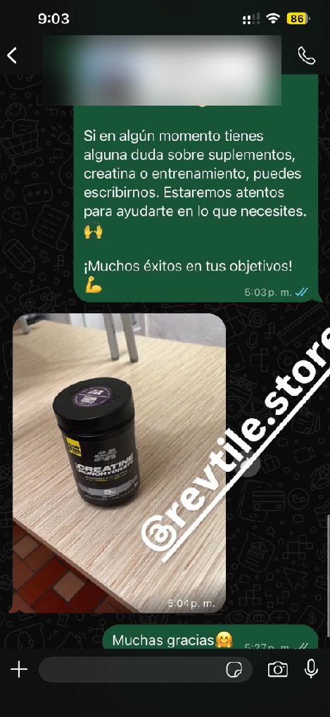 Chat real de WhatsApp: cliente agradeciendo tras recibir su creatina
